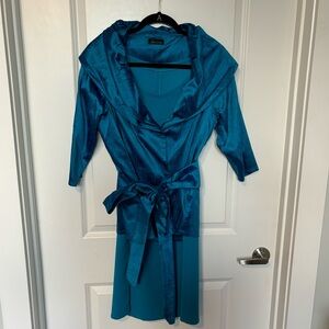 ❗️FINAL❗️Allie Coosh Custom Teal Sheath Dress and Statement Collar Jacket